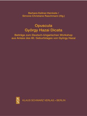 cover image of Opuscula György Hazai Dicata